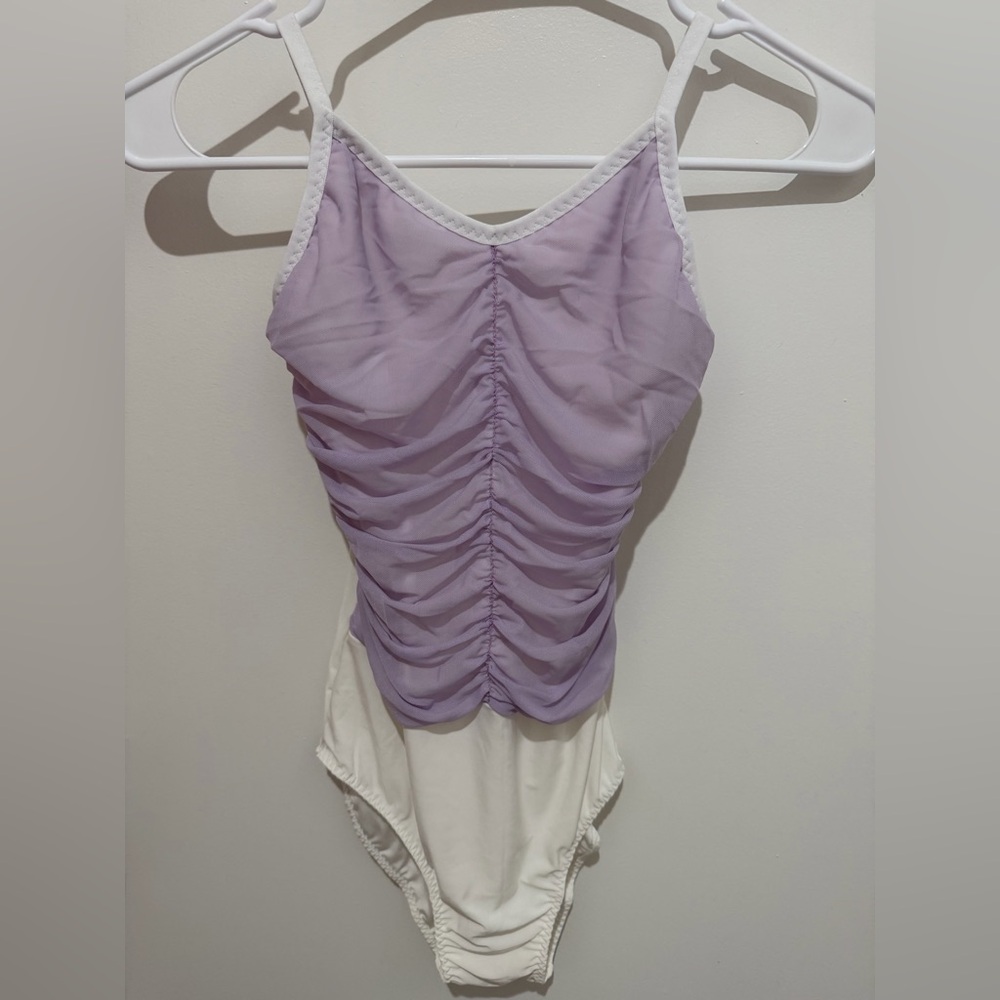 Purple ruched White leotard size S/M